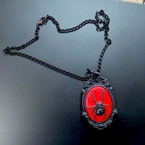 Red black widow pendant  necklace